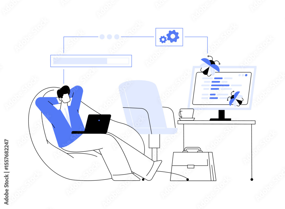 Poster automated testing isolated cartoon vector illustrations.