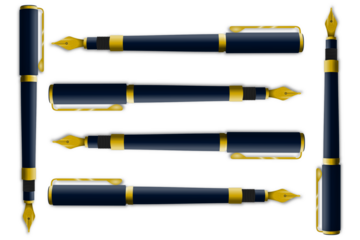 Black Pen Collection Isolate On Transparent Background !