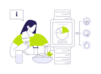 Smartwatch calorie tracking abstract concept vector illustration.