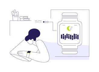 Smartwatch sleep tracking abstract concept vector illustration.
