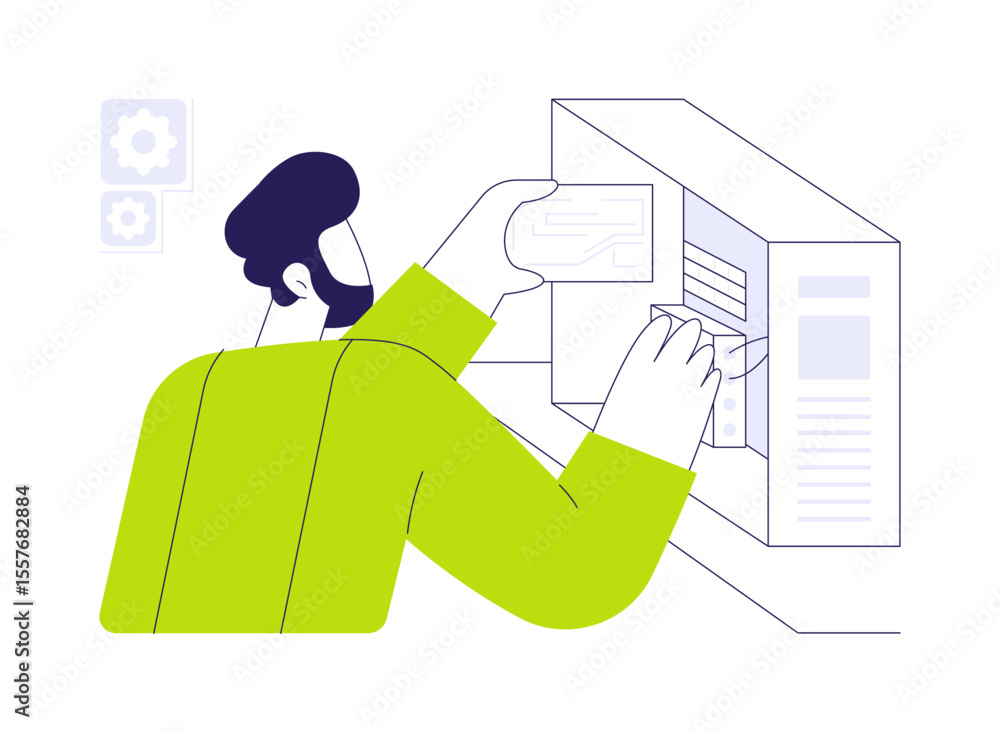 Poster computer hardware engineer abstract concept vector illustration.