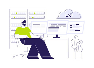 Fototapeta na wymiar DevOps cloud engineer abstract concept vector illustration.