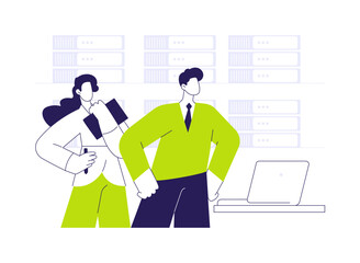 Datacenter manager abstract concept vector illustration.