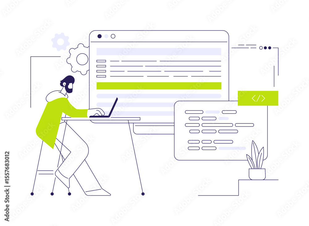 Poster software development tools abstract concept vector illustration.