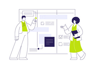 Project management software abstract concept vector illustration.