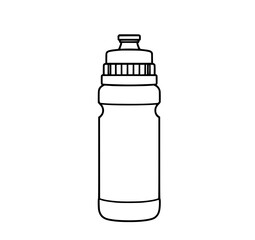 Cycling Water Bottle: A simple line art illustration depicts a classic cycling water bottle, showcasing its streamlined design and screw-top cap.