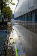 Pluie dans une rue