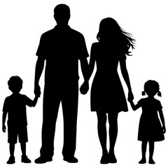 Silhouette of a family holding hands together