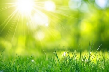 Obraz premium Vibrant Green Grass Field Under Bright Sunlight