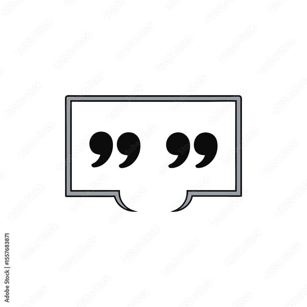 Poster vector art of quotation marks inside a speech bubble isolated on white background