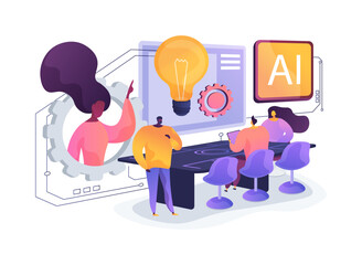 Virtual Collaboration Rooms with Smart Tools abstract concept vector illustration.