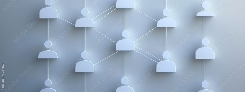Poster white 3d network connection icons on grey background
