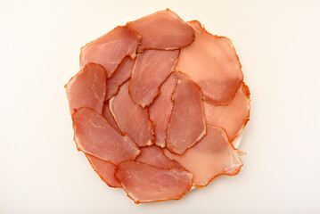 Ham cut into thin slices.