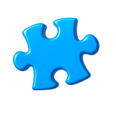 Fototapeta premium Bright Blue 3D Puzzle Piece Isolated - Solution & Connection Concept