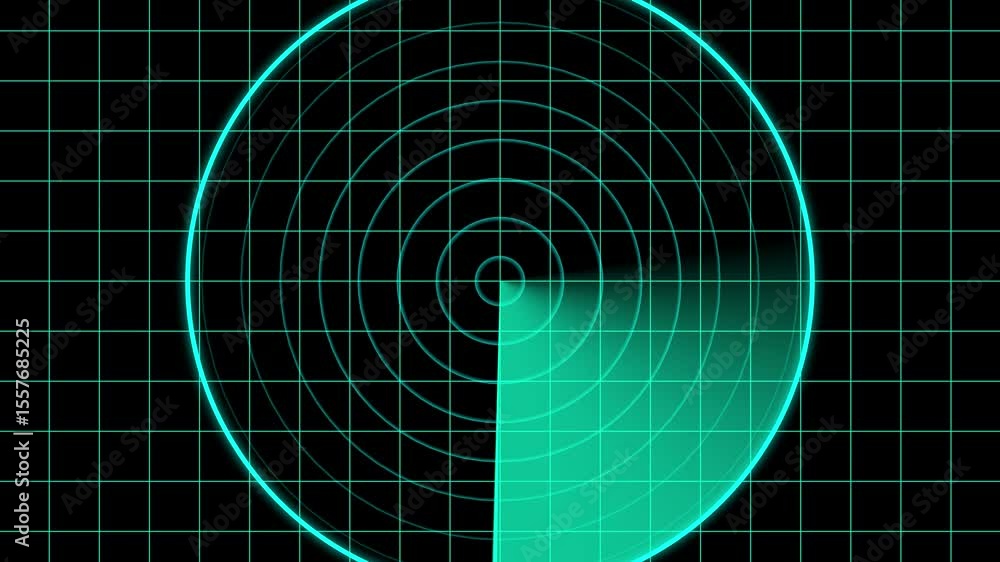 Poster syan radar screen with scanning beam and circular grid - overlay animation for video compositing . r
