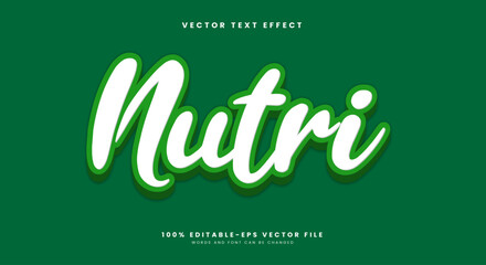 Nutri Green 3d editable text effect Template Suitable for organic badge and farm theme