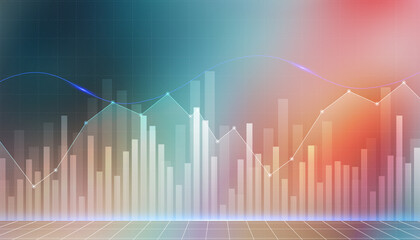 Fototapeta premium Financial Dynamics: A visually engaging graphic showing a dynamic display of financial metrics, including rising and falling bars, representing the complex interplay of market trends.