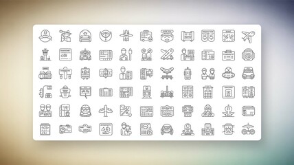 A set of airport line art icon