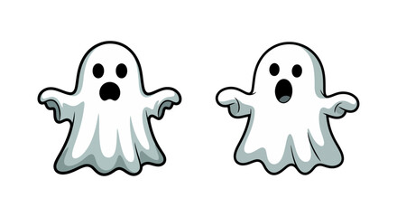 Adorable Cartoon Ghosts: Spooky Cute Halloween Illustration