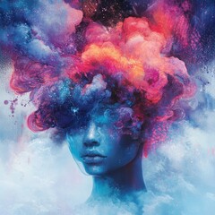 Fototapeta premium Abstract woman in vibrant colors