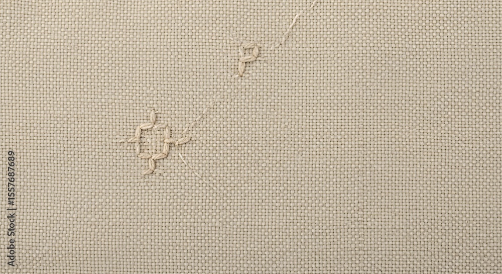Poster fabric texture with stitching and neutral color scheme