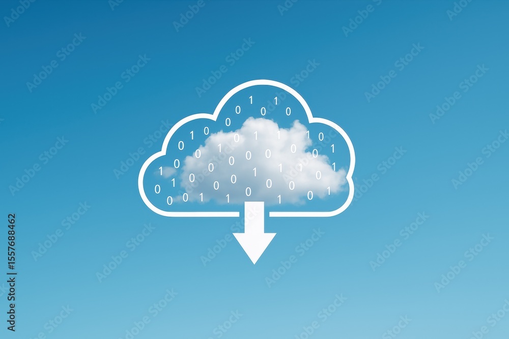 Poster cloud technology download: a symbolic representation of cloud computing, featuring a cloud icon with