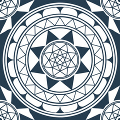 Fototapeta premium create a yantra mandala using fractal geometry Vector hand drawn doodle mandala illustration 