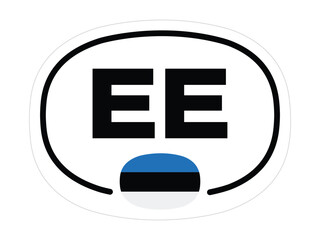 Estonia Country Code Sticker – Oval EE with National Tricolor Flag – High Quality Vectorial Stock Image