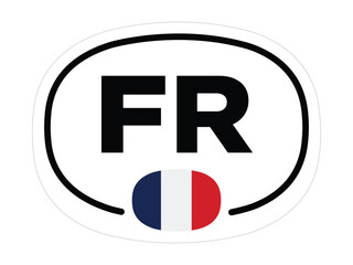 France Country Code Sticker – Oval FR with Tricolor National Flag – High Quality Vectorial Stock Image