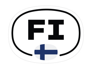 Finland Country Code Sticker – Oval FI with Blue Nordic Cross Flag – High Quality Vectorial Stock Image