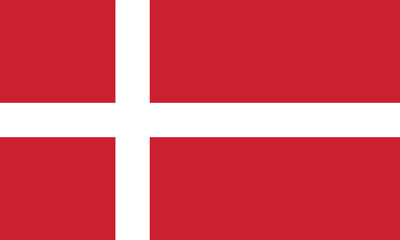 Denmark National Flag – Red Field with White Scandinavian Cross – High Quality Vectorial Stock Image