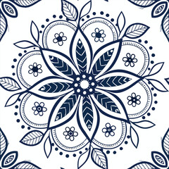 Fototapeta premium create a mandala composed entirely of floral inspi illustration mandala natural flower hand drawing art unique design with nature style