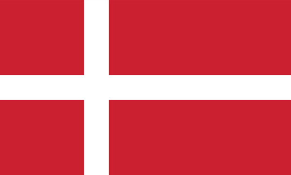 Denmark National Flag – Red Field with White Scandinavian Cross – High Quality Vectorial Stock Image