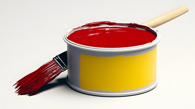 Red Paint Can with Brush,  Painting Supplies, Home Improvement, DIY Project