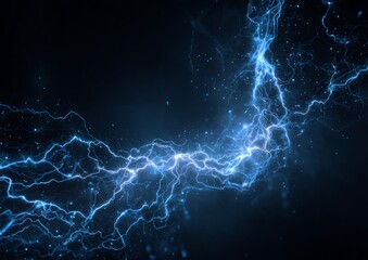 Abstract Blue Energy Flow Background with Glowing Particles