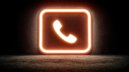 Glowing phone icon against a dark, textured background