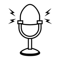 Microphone emitting sound waves and electricity broadcast