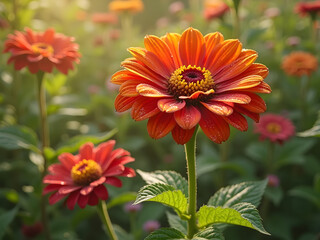 Beautiful Zinnia Flower Close-Up Photography