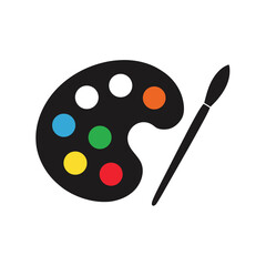 Artist Palette and Brush Icon, Modern Black and White Minimalist Vector for Creativity, Art Studio, and Graphic Branding