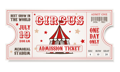 vintage retro circus ticket, invitation to circus show