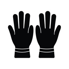 Obraz premium Work Gloves Icon, Simple Black and White Minimalist Vector for Safety, Industry, Labor Protection, and Construction UI