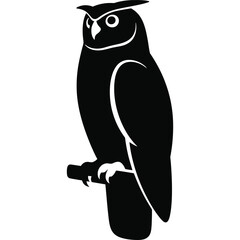 Fototapeta premium Majestic Owl Silhouette A Striking Black and White Bird Illustration
