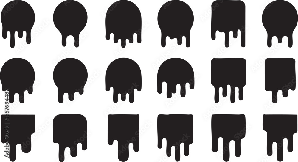 Poster dripping paint silhouettes: a versatile collection of abstract shapes for creative design projects, 