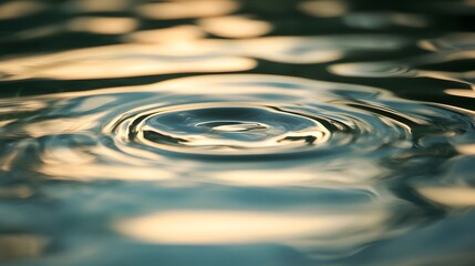 Abstract Water Ripples: Golden Hour Reflection