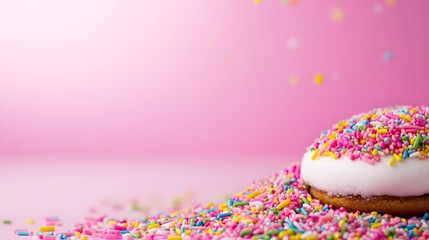 Sweet Sprinkle Cake Pop Pink Background Delicious Dessert