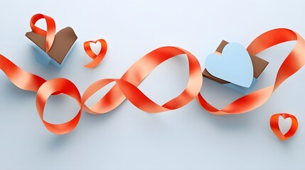 Abstract Valentine's Day Gift Boxes with Coral Ribbon