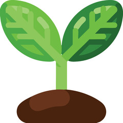 A fresh green seedling emerges from the earth, symbolizing growth and springtime renewal in this stylized botanical vector art.