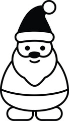 A cute cartoon Santa Claus vector illustration with a bag, snowman, and winter holiday decorations