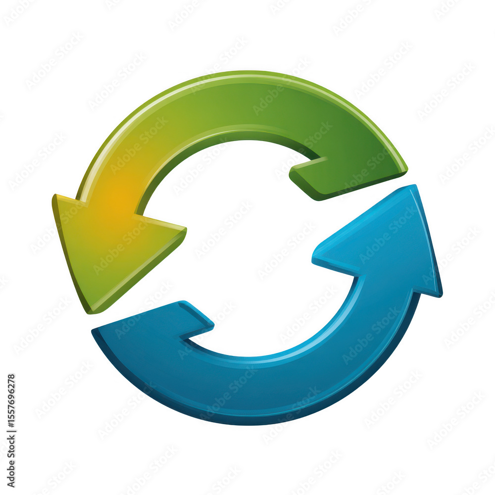Poster three arrows forming a circular cycle with gradient colors isolated on transparent background