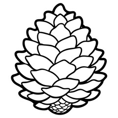 Botanical Pine Cone Line Drawing Vector